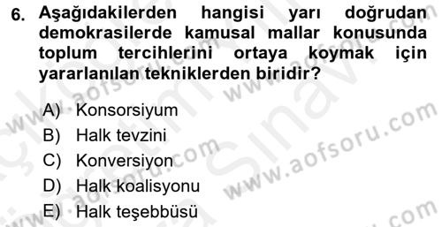 Kamu Ekonomisi 2 Dersi 2018 - 2019 Yılı (Vize) Ara Sınav Soruları 6. Soru