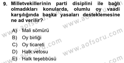 Kamu Ekonomisi 2 Dersi 2018 - 2019 Yılı (Vize) Ara Sınavı 9. Soru