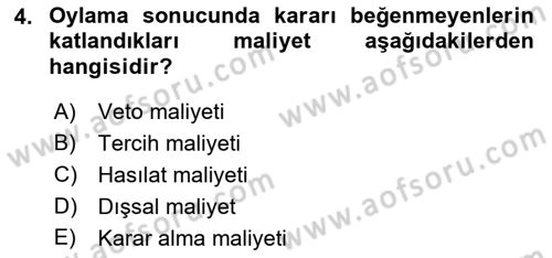 Kamu Ekonomisi 2 Dersi 2018 - 2019 Yılı Yaz Okulu Sınav Soruları 4. Soru
