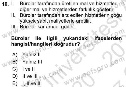 Kamu Ekonomisi 2 Dersi 2020 - 2021 Yılı Yaz Okulu Sınav Soruları 10. Soru
