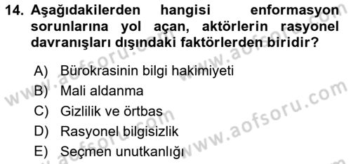 Kamu Ekonomisi 2 Dersi 2020 - 2021 Yılı Yaz Okulu Sınav Soruları 14. Soru