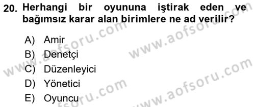 Kamu Ekonomisi 2 Dersi 2020 - 2021 Yılı Yaz Okulu Sınav Soruları 20. Soru