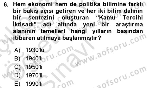 Kamu Ekonomisi 2 Dersi 2020 - 2021 Yılı Yaz Okulu Sınav Soruları 6. Soru