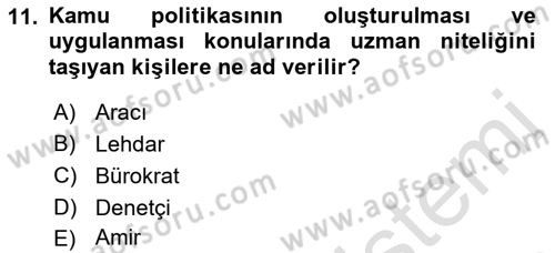 Kamu Ekonomisi 2 Dersi 2021 - 2022 Yılı (Vize) Ara Sınav Soruları 11. Soru
