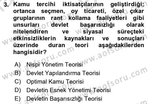 Kamu Ekonomisi 2 Dersi 2021 - 2022 Yılı (Vize) Ara Sınav Soruları 3. Soru