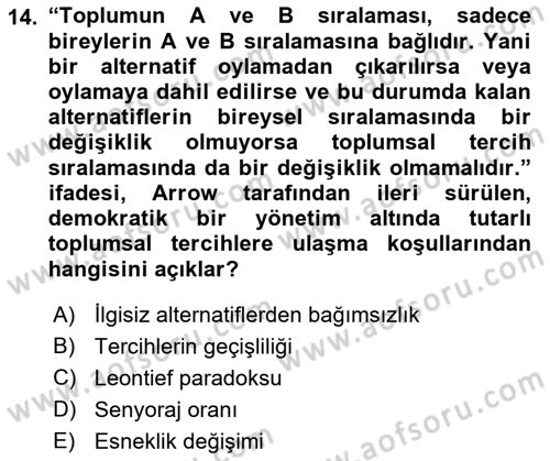Kamu Ekonomisi 2 Dersi 2021 - 2022 Yılı (Final) Dönem Sonu Sınav Soruları 14. Soru
