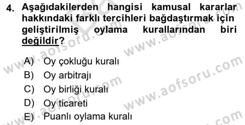 Kamu Ekonomisi 2 Dersi 2021 - 2022 Yılı (Final) Dönem Sonu Sınav Soruları 4. Soru