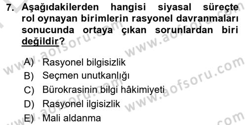 Kamu Ekonomisi 2 Dersi 2021 - 2022 Yılı (Final) Dönem Sonu Sınav Soruları 7. Soru