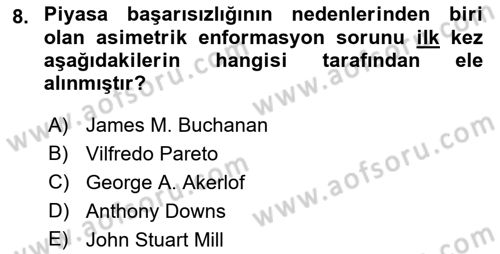Kamu Ekonomisi 2 Dersi 2021 - 2022 Yılı (Final) Dönem Sonu Sınav Soruları 8. Soru