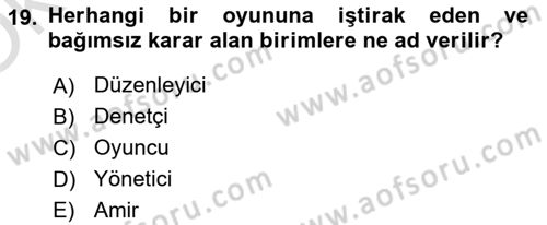 Kamu Ekonomisi 2 Dersi 2021 - 2022 Yılı Yaz Okulu Sınav Soruları 19. Soru