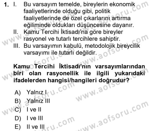 Kamu Ekonomisi 2 Dersi 2022 - 2023 Yılı Yaz Okulu Sınav Soruları 1. Soru