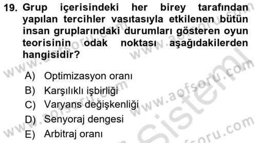 Kamu Ekonomisi 2 Dersi 2022 - 2023 Yılı Yaz Okulu Sınav Soruları 19. Soru