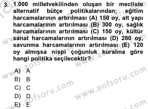 Kamu Ekonomisi 2 Dersi 2022 - 2023 Yılı Yaz Okulu Sınav Soruları 3. Soru