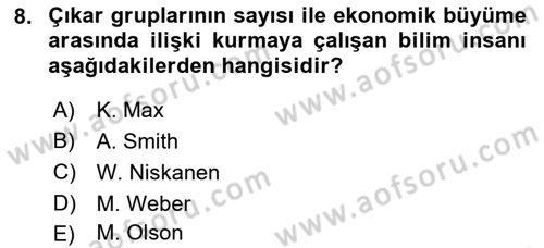 Kamu Ekonomisi 2 Dersi 2022 - 2023 Yılı Yaz Okulu Sınav Soruları 8. Soru