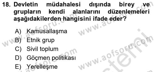 Kamu Ekonomisi 2 Dersi 2023 - 2024 Yılı (Vize) Ara Sınavı 18. Soru