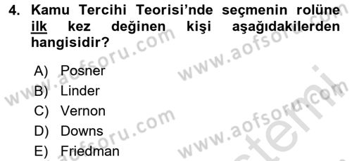 Kamu Ekonomisi 2 Dersi 2023 - 2024 Yılı (Vize) Ara Sınavı 4. Soru