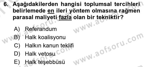 Kamu Ekonomisi 2 Dersi 2023 - 2024 Yılı (Vize) Ara Sınavı 6. Soru