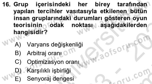 Kamu Ekonomisi 2 Dersi 2023 - 2024 Yılı (Final) Dönem Sonu Sınavı 16. Soru