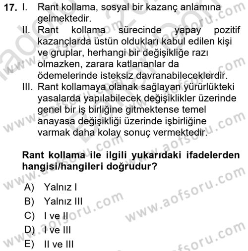 Kamu Ekonomisi 2 Dersi 2023 - 2024 Yılı (Final) Dönem Sonu Sınav Soruları 17. Soru