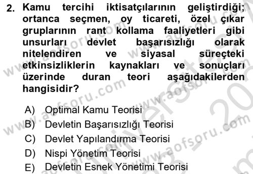 Kamu Ekonomisi 2 Dersi 2023 - 2024 Yılı (Final) Dönem Sonu Sınav Soruları 2. Soru