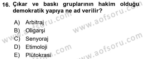 Kamu Ekonomisi 2 Dersi 2023 - 2024 Yılı Yaz Okulu Sınav Soruları 16. Soru