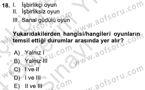 Kamu Ekonomisi 2 Dersi 2023 - 2024 Yılı Yaz Okulu Sınav Soruları 18. Soru
