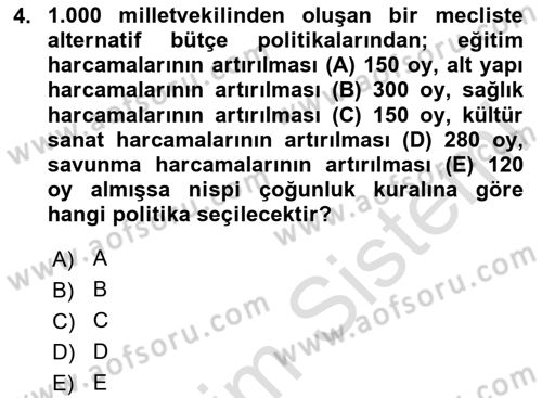 Kamu Ekonomisi 2 Dersi 2023 - 2024 Yılı Yaz Okulu Sınav Soruları 4. Soru