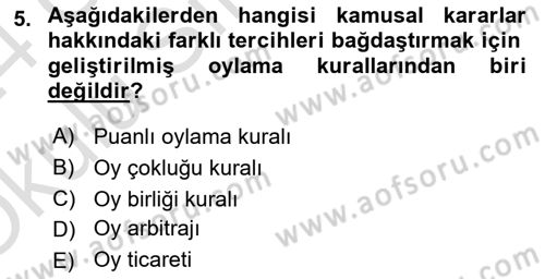 Kamu Ekonomisi 2 Dersi 2023 - 2024 Yılı Yaz Okulu Sınav Soruları 5. Soru