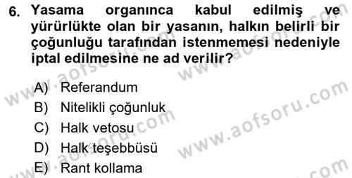 Kamu Ekonomisi 2 Dersi 2023 - 2024 Yılı Yaz Okulu Sınav Soruları 6. Soru