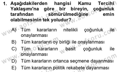 Kamu Ekonomisi 2 Dersi 2024 - 2025 Yılı (Vize) Ara Sınav Soruları 1. Soru