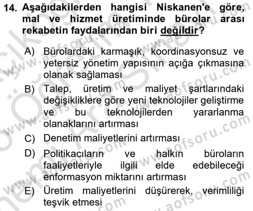 Kamu Ekonomisi 2 Dersi 2024 - 2025 Yılı (Vize) Ara Sınav Soruları 14. Soru
