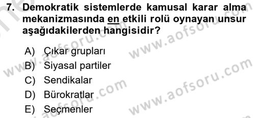 Kamu Ekonomisi 2 Dersi 2024 - 2025 Yılı (Vize) Ara Sınav Soruları 7. Soru