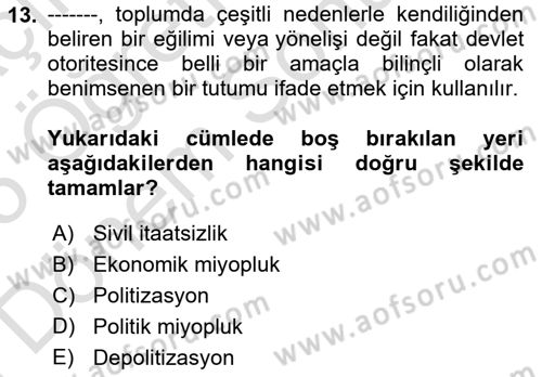 Kamu Ekonomisi 2 Dersi 2024 - 2025 Yılı (Final) Dönem Sonu Sınav Soruları 13. Soru