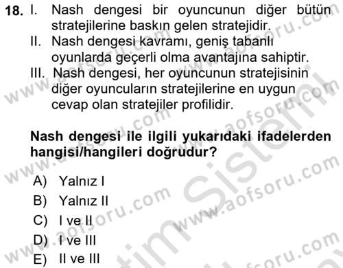 Kamu Ekonomisi 2 Dersi 2024 - 2025 Yılı (Final) Dönem Sonu Sınav Soruları 18. Soru