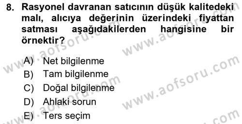 Kamu Ekonomisi 2 Dersi 2024 - 2025 Yılı (Final) Dönem Sonu Sınav Soruları 8. Soru