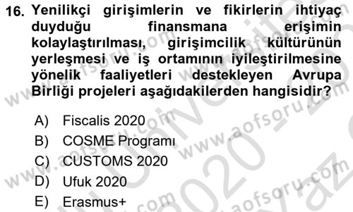 Sosyal Bilimlerde Proje Yönetimi Dersi 2020 - 2021 Yılı Yaz Okulu Sınav Soruları 16. Soru