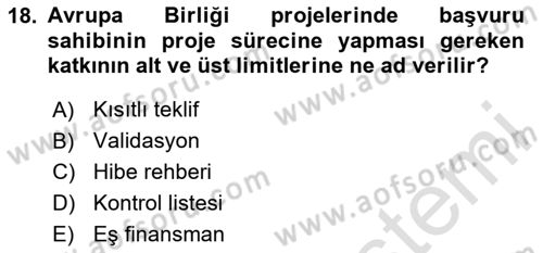 Sosyal Bilimlerde Proje Yönetimi Dersi 2020 - 2021 Yılı Yaz Okulu Sınav Soruları 18. Soru