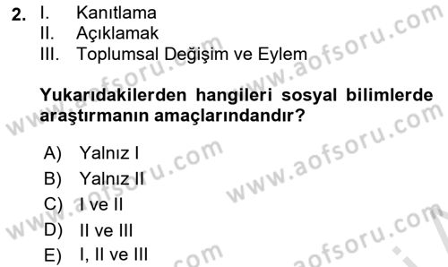 Sosyal Bilimlerde Proje Yönetimi Dersi 2020 - 2021 Yılı Yaz Okulu Sınav Soruları 2. Soru