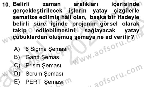 Sosyal Bilimlerde Proje Yönetimi Dersi 2021 - 2022 Yılı (Vize) Ara Sınav Soruları 10. Soru