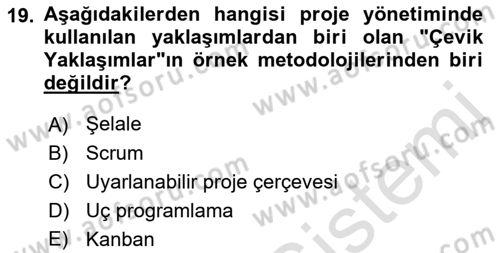 Sosyal Bilimlerde Proje Yönetimi Dersi 2021 - 2022 Yılı (Vize) Ara Sınav Soruları 19. Soru
