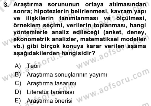 Sosyal Bilimlerde Proje Yönetimi Dersi 2021 - 2022 Yılı (Vize) Ara Sınav Soruları 3. Soru