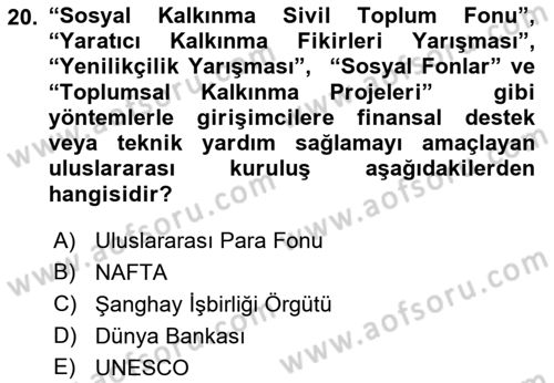 Sosyal Bilimlerde Proje Yönetimi Dersi 2021 - 2022 Yılı (Final) Dönem Sonu Sınav Soruları 20. Soru