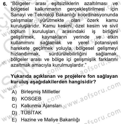 Sosyal Bilimlerde Proje Yönetimi Dersi 2021 - 2022 Yılı (Final) Dönem Sonu Sınav Soruları 6. Soru