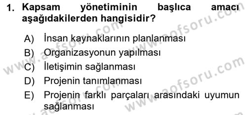 Sosyal Bilimlerde Proje Yönetimi Dersi 2021 - 2022 Yılı Yaz Okulu Sınav Soruları 1. Soru