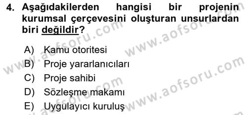 Sosyal Bilimlerde Proje Yönetimi Dersi 2021 - 2022 Yılı Yaz Okulu Sınav Soruları 4. Soru