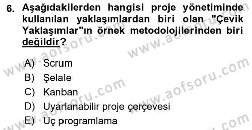 Sosyal Bilimlerde Proje Yönetimi Dersi 2022 - 2023 Yılı (Vize) Ara Sınav Soruları 6. Soru