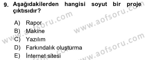 Sosyal Bilimlerde Proje Yönetimi Dersi 2022 - 2023 Yılı (Vize) Ara Sınav Soruları 9. Soru