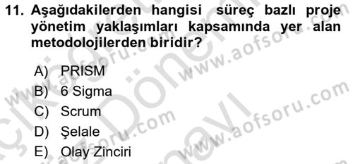 Sosyal Bilimlerde Proje Yönetimi Dersi 2022 - 2023 Yılı (Final) Dönem Sonu Sınav Soruları 11. Soru