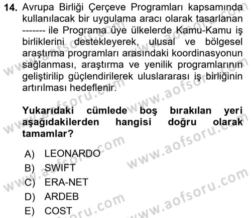 Sosyal Bilimlerde Proje Yönetimi Dersi 2022 - 2023 Yılı (Final) Dönem Sonu Sınav Soruları 14. Soru