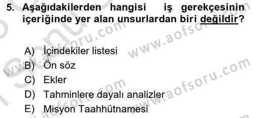 Sosyal Bilimlerde Proje Yönetimi Dersi 2022 - 2023 Yılı (Final) Dönem Sonu Sınav Soruları 5. Soru